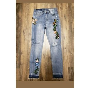 Jeans with Floral Patches